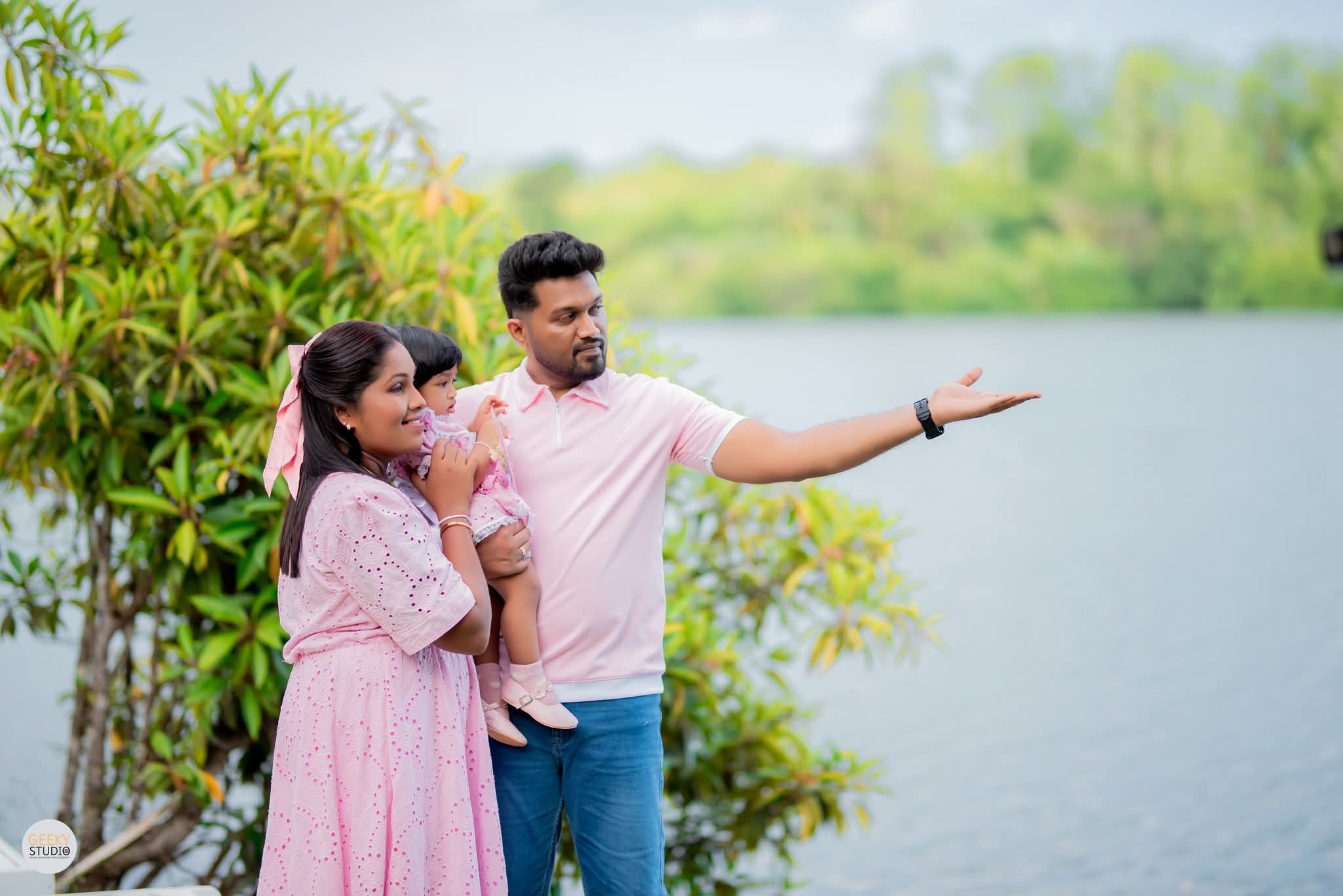 Family with baby enjoying the Rathgama Lake view at AquaTrek celebration, Hikkaduwa
